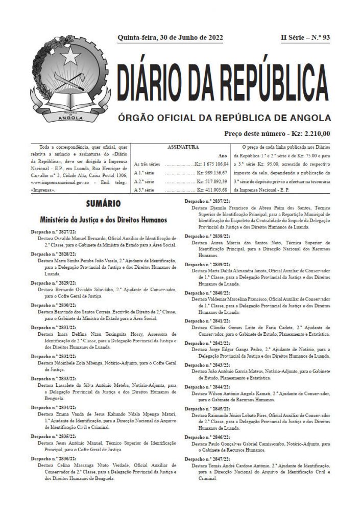 Diário da República IIª Série n.º 93 de 30 de Junho de 2022