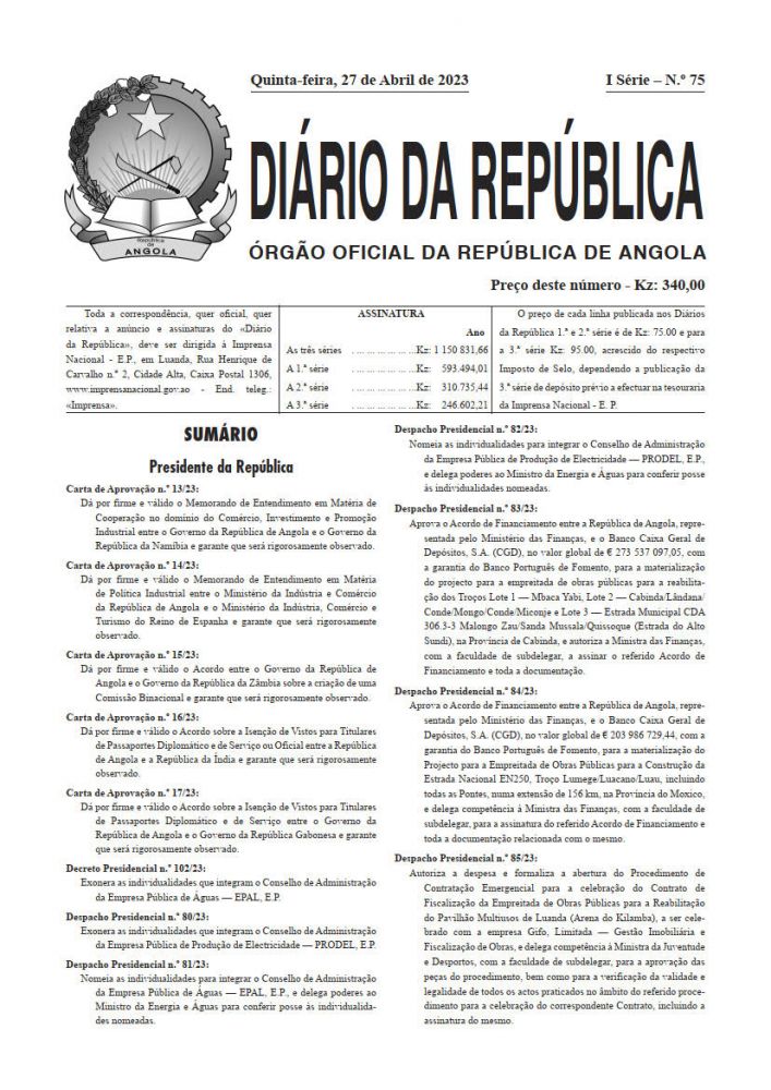 Diário da República  I.ª Série   n.º  75  de  27  de  Abril  de  2023