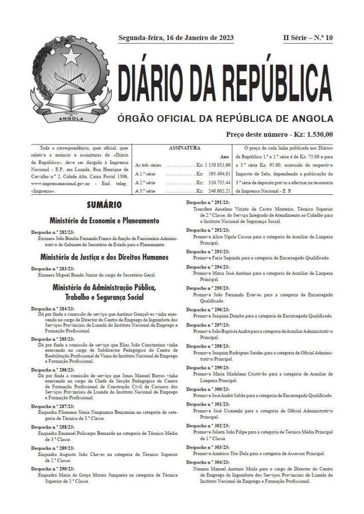 Diário da República  II.ª Série   n.º  10  de  16  de  Janeiro  de  2023
