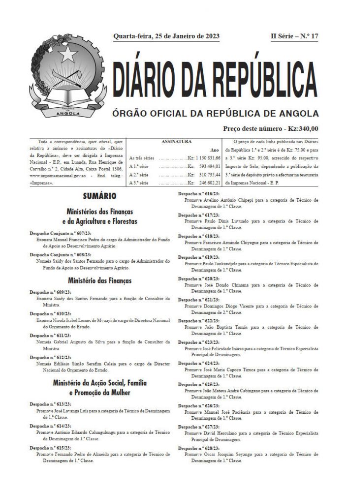 Diário da República  II.ª Série   n.º  17  de  25  de  Janeiro  de  2023