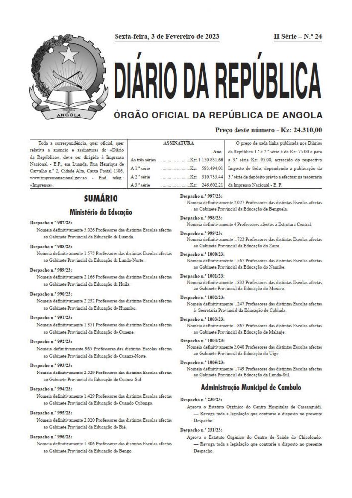 Diário da República  II.ª Série   n.º  24  de  03  de  Fevereiro  de  2023