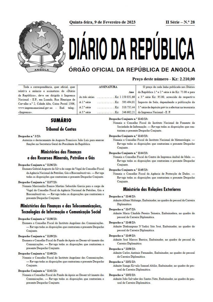 Diário da República  II.ª Série   n.º  28  de  09  de  Fevereiro  de  2023