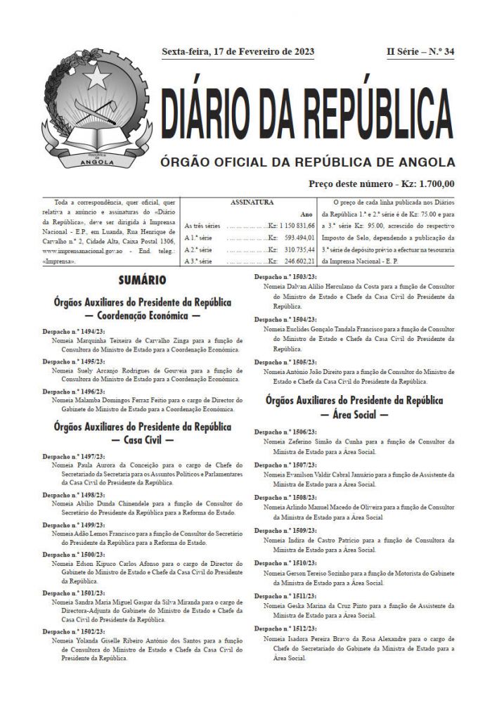 Diário da República  II.ª Série   n.º  34  de  17  de  Fevereiro  de  2023