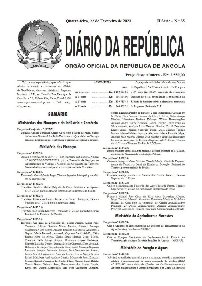 Diário da República  II.ª Série   n.º  35  de  22  de  Fevereiro  de  2023