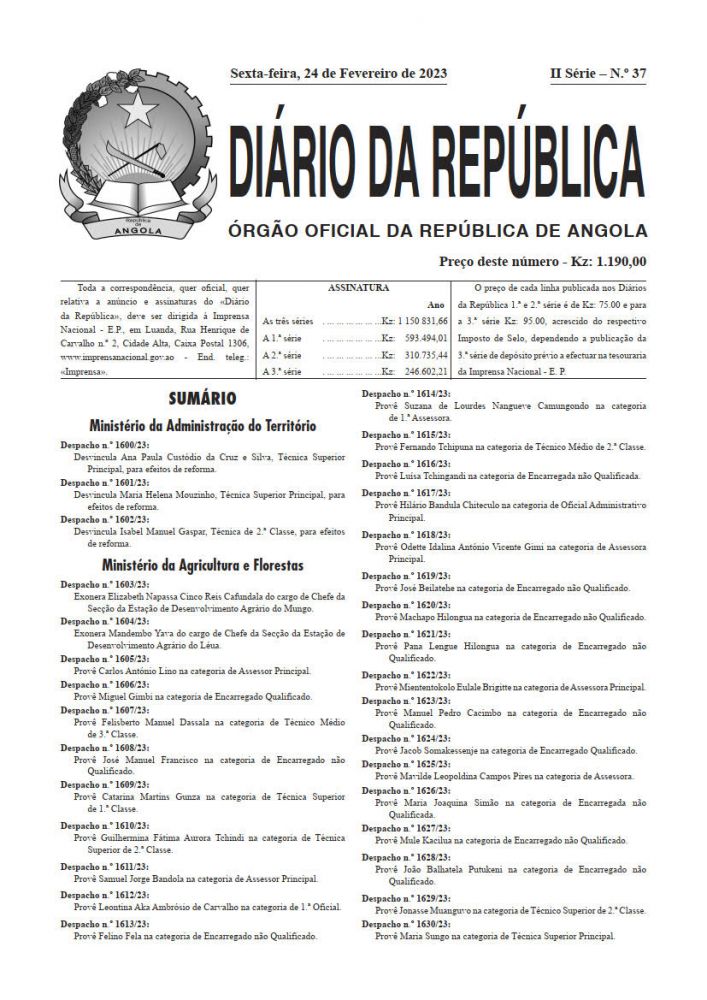 Diário da República  II.ª Série   n.º  37  de  24  de  Fevereiro  de  2023