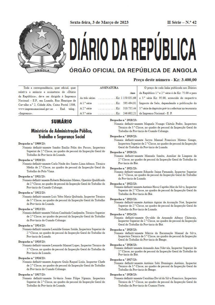 Diário da República  II.ª Série   n.º  42  de  03  de  Março  de  2023