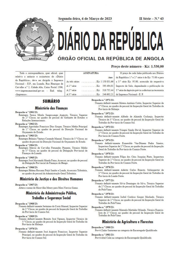 Diário da República  II.ª Série   n.º  43  de  06  de  Março  de  2023