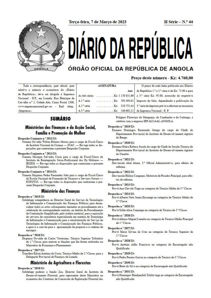 Diário da República  II.ª Série   n.º  44  de  07  de  Março  de  2023