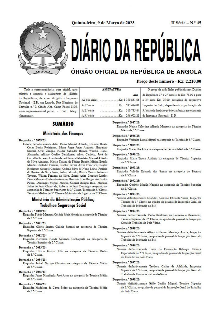 Diário da República  II.ª Série   n.º  45  de  09  de  Março  de  2023
