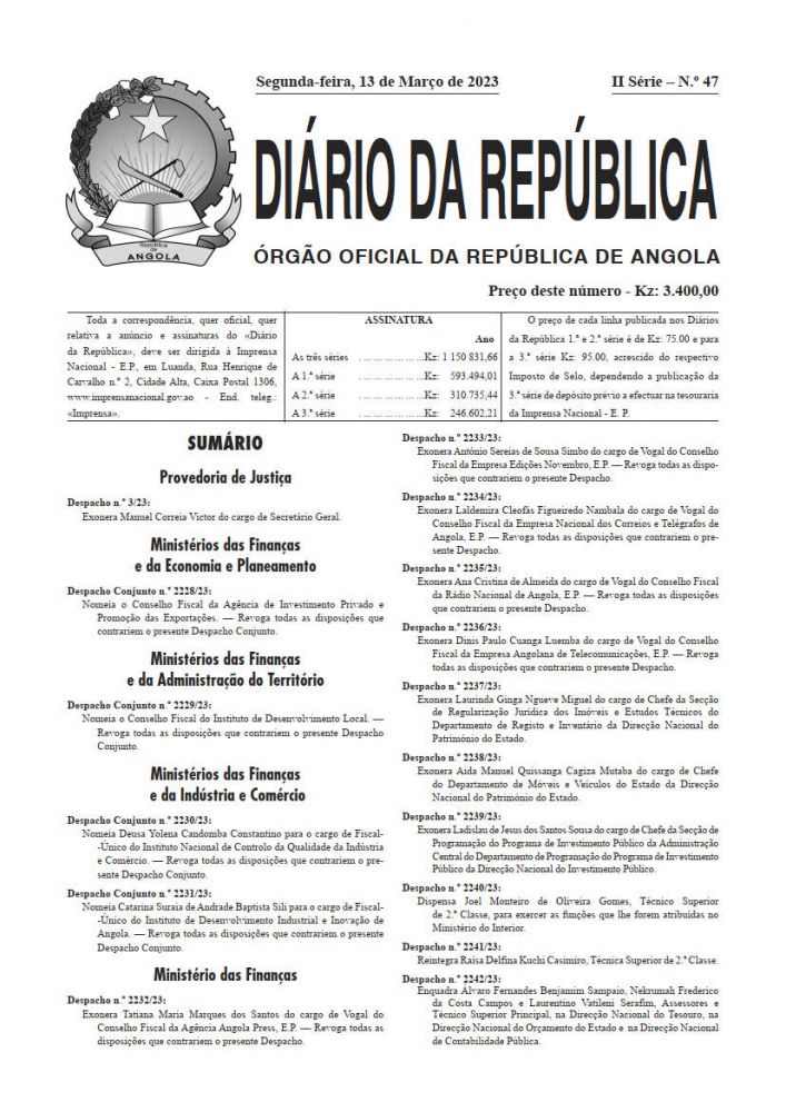 Diário da República  II.ª Série   n.º  47  de  13  de  Março  de  2023