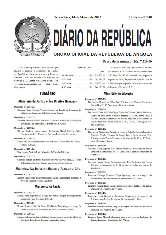 Diário da República  II.ª Série   n.º  48  de  14  de  Março  de  2023