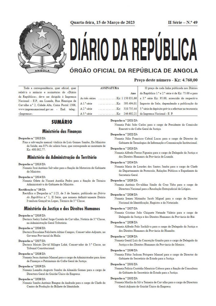 Diário da República  II.ª Série   n.º  49  de  15  de  Março  de  2023