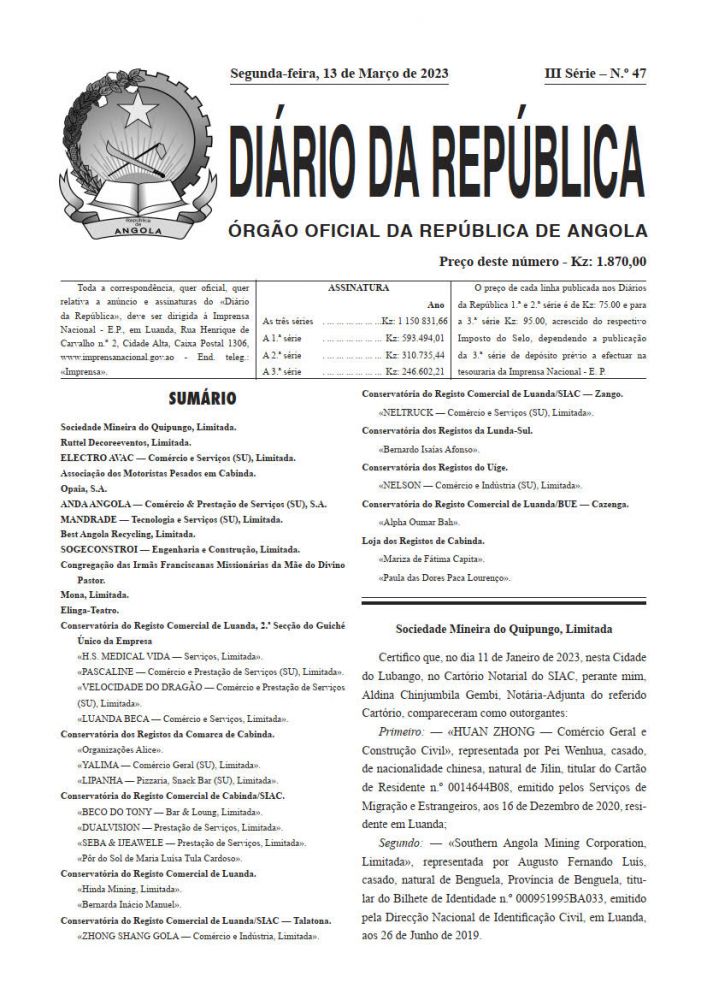 Diário da República  III.ª Série   n.º  47  de  13  de  Março  de  2023