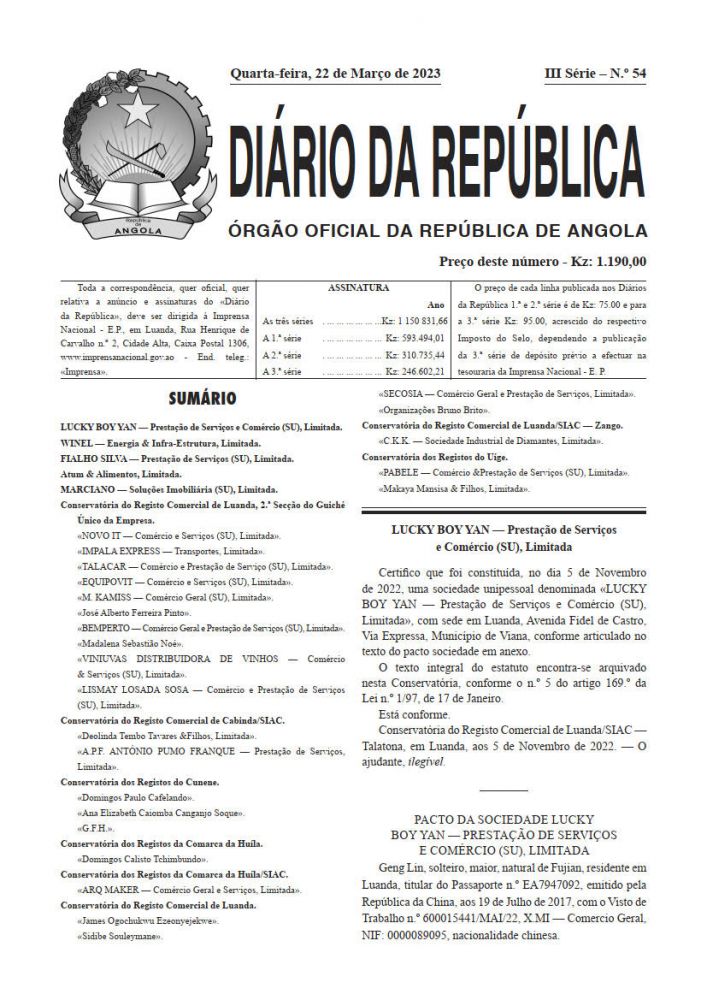 Diário da República  III.ª Série   n.º  54  de  22  de  Março  de  2023