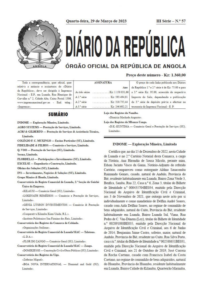 Diário da República  III.ª Série   n.º  57  de  29  de  Março  de  2023