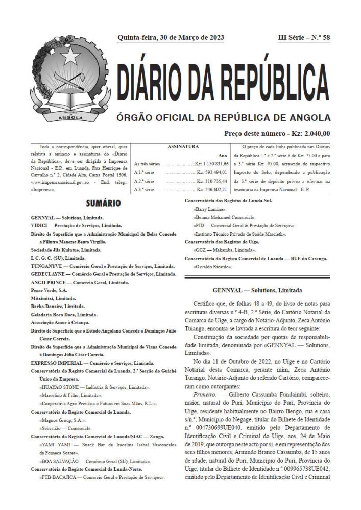 Diário da República  III.ª Série   n.º  58  de  30  de  Março  de  2023